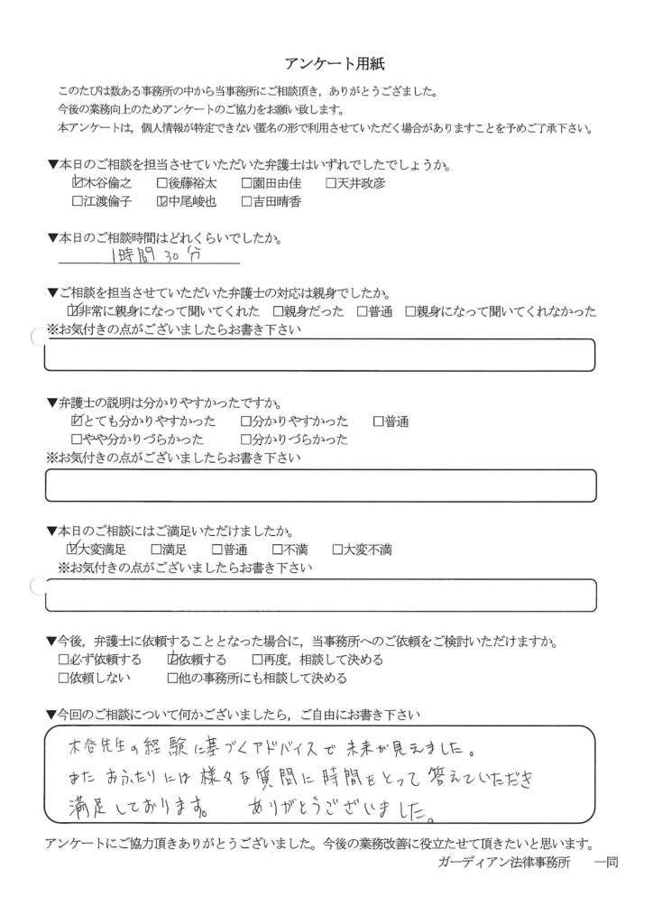 ご相談者様のアンケート結果