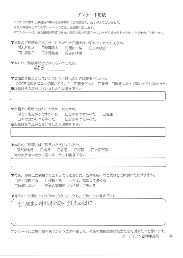ご相談者様のアンケート結果