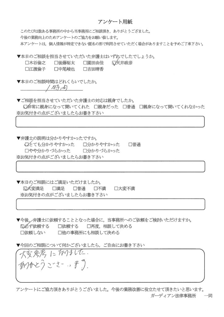 ご相談者様のアンケート結果